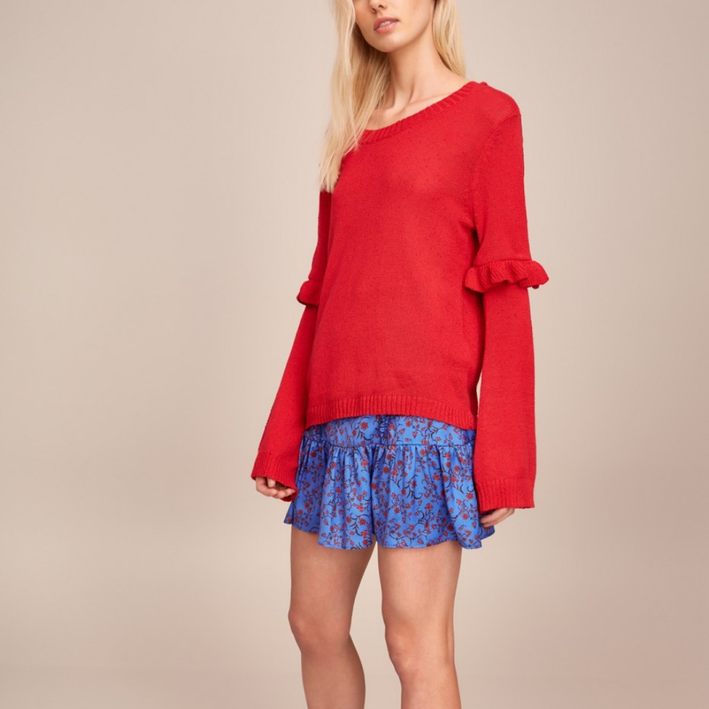 THE FIFTH LABEL Red Ruffle Sweater Top - Picture 4 of 5